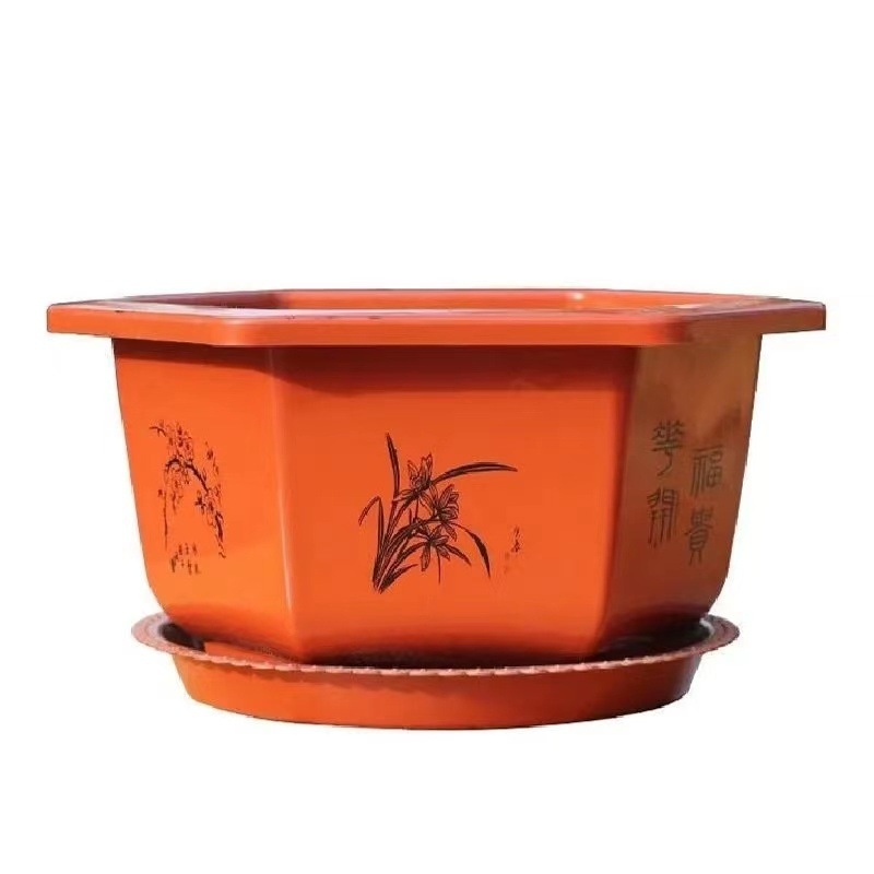 Hexagonal plastic flower pot