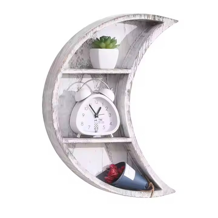 Floating Wall Shelf Home Decor Moon Shelf for Living Room Bed Room Half Moon Shelf Wall Decoration
